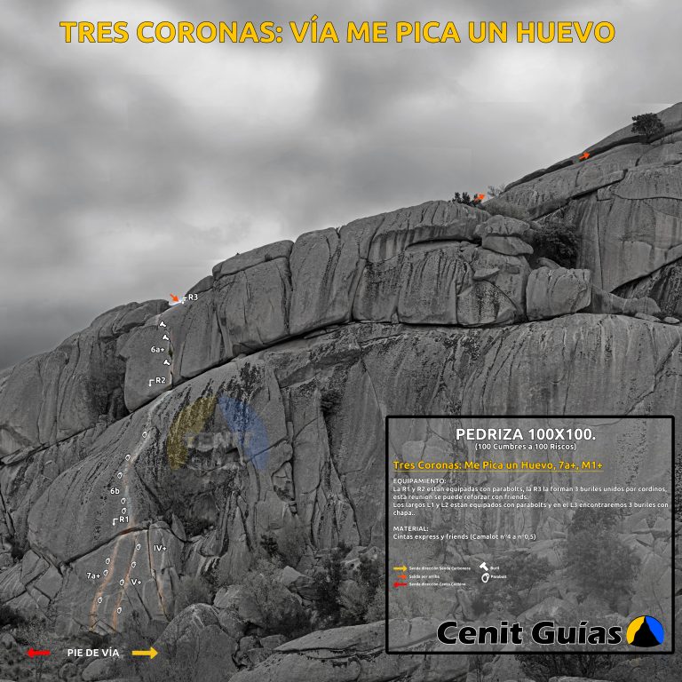 Pedriza: Tres Coronas, Vía Me pica un huevo